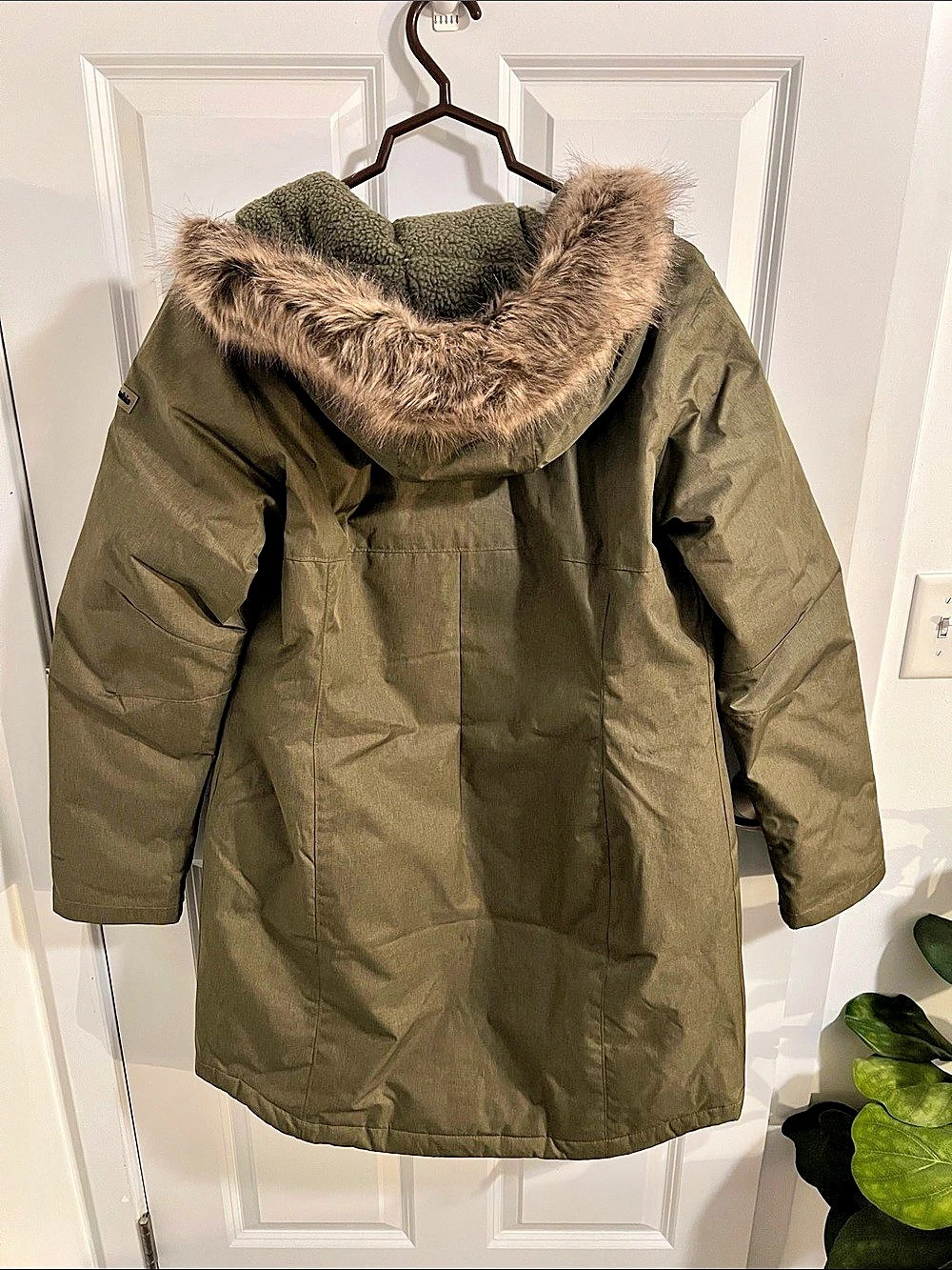 Columbia Marquam Peak Fusion Parka Women's Hooded Puffer Green & Brown Large - Picture 2 of 8